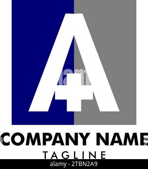Lettera iniziale Logo Cross Plus, progettazione modello logo Medical Health Care Illustrazione Vettoriale