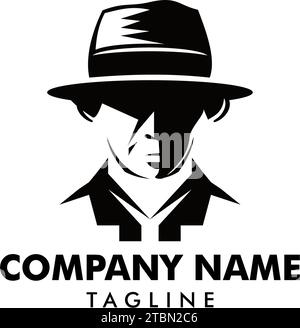 Modello logo detective illustrazione vettoriale, logo spia Illustrazione Vettoriale