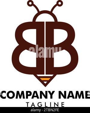 Lettera iniziale BB Bee Logo Vector Illustration Design Illustrazione Vettoriale