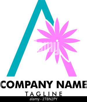 Lettera iniziale disegno modello logo fiore Illustrazione Vettoriale