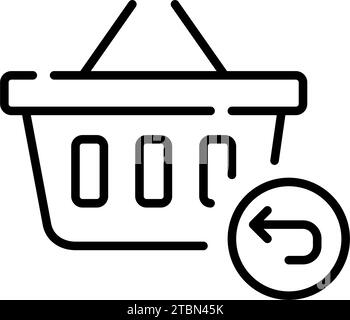 Shopping online. Restituzione delle merci. Carrello della spesa e simbolo freccia di restituzione. Icona pixel Perfect, traccia modificabile Illustrazione Vettoriale