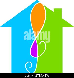 Modello di design del logo Music House Illustrazione Vettoriale