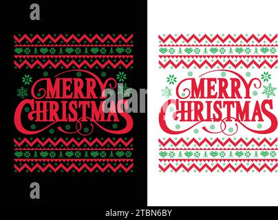 Buon Natale, tshirt vettoriale, sfondo nero Illustrazione Vettoriale