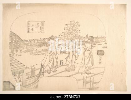 Bozza Line-Block Print for fan 2007 di Utagawa (Gountei) Sadahide Foto Stock