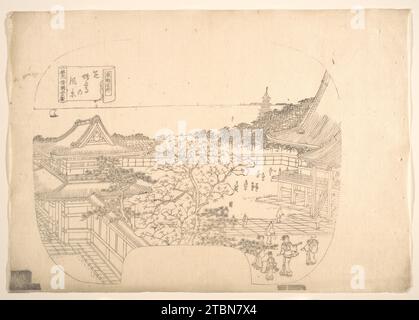 Bozza Line-Block Print for fan 2007 di Utagawa (Gountei) Sadahide Foto Stock