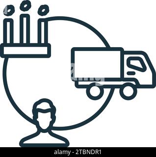 Icona della catena di fornitura. Semplice segnale monocromatico dalla collezione di concept aziendali. Icona della supply chain per logo, modelli, web design e infografiche. Illustrazione Vettoriale