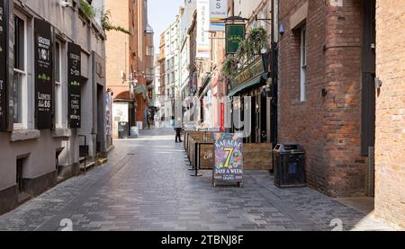 Liverpool, regno unito, 16 maggio 2023 Una vista sulla famosa Mathew Street, il luogo dei Beatles a Liverpool, Foto Stock