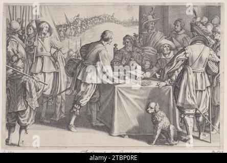 L'Enrolement des Troupes (l'arruolamento delle truppe), da la vie de Ferdinand Ier de Medicis serie appelee aussi Les Batailles des Medicis (la vita di Ferdinando i de'Medici anche chiamate le battaglie Medicee) 1957 di Jacques Callot Foto Stock