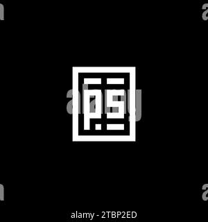 Logo iniziale PS con idee di design rettangolari e quadrate Illustrazione Vettoriale