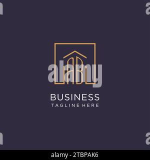 Design iniziale del logo quadrato AB, idee di design in stile moderno e di lusso del logo immobiliare Illustrazione Vettoriale