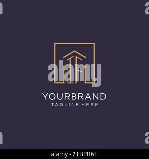 SE il design iniziale del logo quadrato, le idee di design del logo immobiliare moderno e di lusso Illustrazione Vettoriale