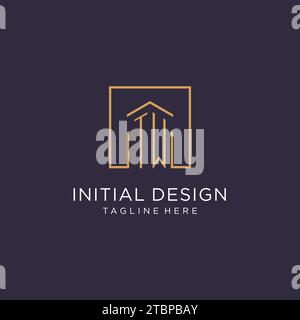 Design iniziale del logo quadrato TW, idee di design in stile moderno e di lusso del logo immobiliare Illustrazione Vettoriale