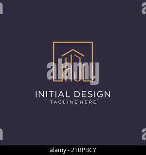 Design iniziale del logo quadrato HJ, idee di design in stile moderno e di lusso del logo immobiliare Illustrazione Vettoriale