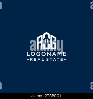 Logo AG monogramma con lettera iniziale con forma astratta, logo immobiliare semplice e moderno grafica vettoriale Illustrazione Vettoriale