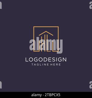 Design XL iniziale con logo quadrato, idee di design moderno e di lusso per il logo immobiliare Illustrazione Vettoriale