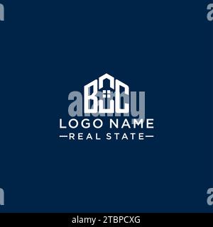 Logo BC monogramma con lettera iniziale con forma astratta, grafica vettoriale di design semplice e moderno del logo immobiliare Illustrazione Vettoriale