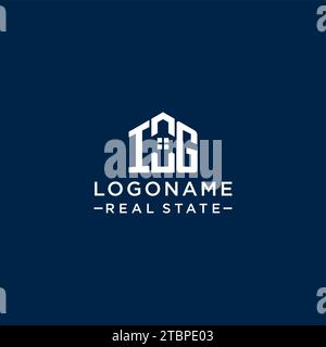 Logo IG monogramma con lettera iniziale con forma astratta, logo immobiliare semplice e moderno grafica vettoriale Illustrazione Vettoriale