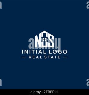 Logo monogramma NS con lettera iniziale e forma astratta, logo immobiliare semplice e moderno grafica vettoriale Illustrazione Vettoriale