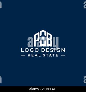 Logo monogramma PB con lettera iniziale con forma astratta, grafica vettoriale di design semplice e moderno del logo immobiliare Illustrazione Vettoriale