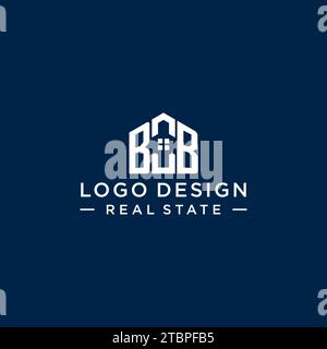 Logo BB monogramma con lettera iniziale con forma astratta, grafica vettoriale di design semplice e moderno del logo immobiliare Illustrazione Vettoriale