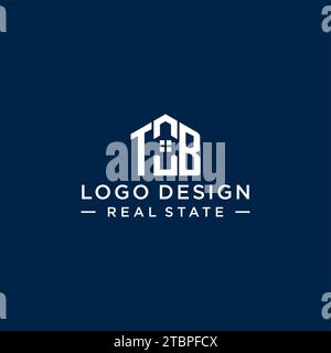 Logo TB monogramma con lettera iniziale con forma astratta, grafica vettoriale di design semplice e moderno del logo immobiliare Illustrazione Vettoriale