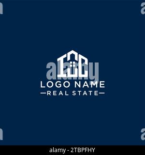 Logo monogramma IC con lettera iniziale con forma astratta, grafica vettoriale di design semplice e moderno del logo immobiliare Illustrazione Vettoriale