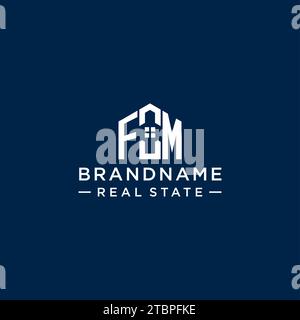 Logo monogramma FM con lettera iniziale con forma astratta, logo immobiliare semplice e moderno grafica vettoriale Illustrazione Vettoriale