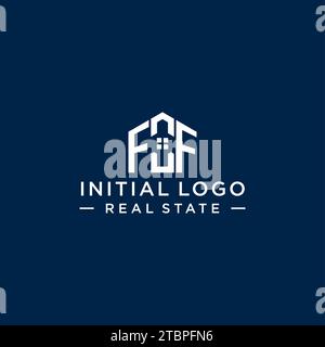 Logo monogramma FF iniziale con forma astratta, grafica vettoriale di design semplice e moderno del logo immobiliare Illustrazione Vettoriale