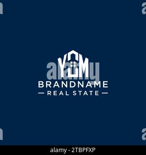 Logo monogramma YM con lettera iniziale con forma astratta, grafica vettoriale di design semplice e moderno del logo immobiliare Illustrazione Vettoriale