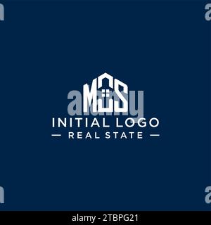 Logo monogramma MS con lettera iniziale con forma astratta della casa, grafica vettoriale di design semplice e moderno del logo immobiliare Illustrazione Vettoriale