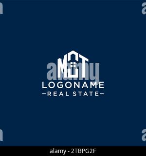 Logo monogramma MT con lettera iniziale con forma astratta, grafica vettoriale dal design semplice e moderno del logo immobiliare Illustrazione Vettoriale