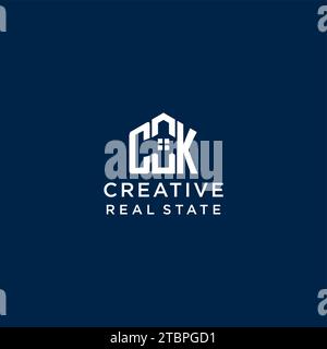 Logo monogramma CK con lettera iniziale con forma astratta, grafica vettoriale dal design semplice e moderno del logo immobiliare Illustrazione Vettoriale