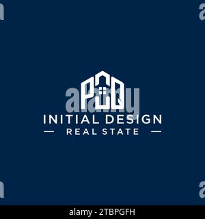 Logo PQ monogramma con lettera iniziale con forma astratta, grafica vettoriale di design semplice e moderno del logo immobiliare Illustrazione Vettoriale