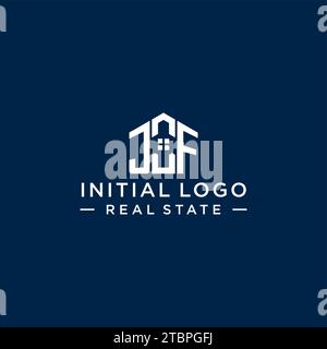 Logo monogramma JF con lettera iniziale con forma astratta, grafica vettoriale di design semplice e moderno del logo immobiliare Illustrazione Vettoriale