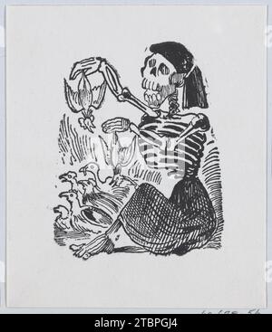 Uno scheletro che vende polli strappati da un broadside intitolato "una Calavera Chusca" 1960 di Jose Guadalupe Posada Foto Stock