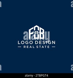 Logo monogramma FB con lettera iniziale con forma astratta, grafica vettoriale di design semplice e moderno del logo immobiliare Illustrazione Vettoriale