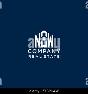 Logo monogramma NW con lettera iniziale con forma astratta della casa, grafica vettoriale di design semplice e moderno del logo immobiliare Illustrazione Vettoriale