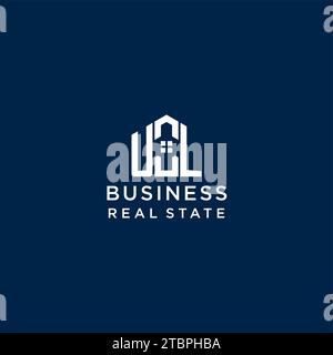 Logo UL monogramma con lettera iniziale con forma astratta della casa, grafica vettoriale di design semplice e moderno del logo immobiliare Illustrazione Vettoriale