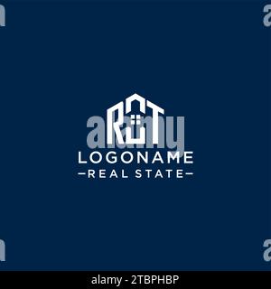 Logo monogramma RT con lettera iniziale con forma astratta, grafica vettoriale di design semplice e moderno del logo immobiliare Illustrazione Vettoriale