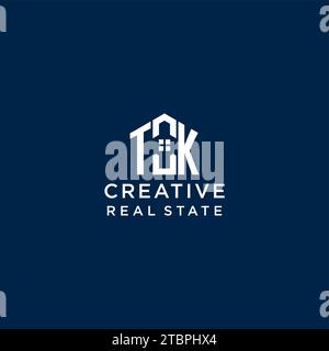 Logo monogramma TK con lettera iniziale con forma astratta, logo immobiliare semplice e moderno grafica vettoriale Illustrazione Vettoriale