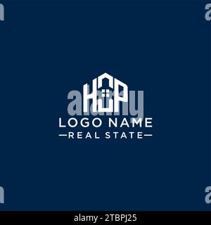 Lettera iniziale logo HP monogramma con forma astratta della casa, grafica vettoriale di design semplice e moderno del logo immobiliare Illustrazione Vettoriale