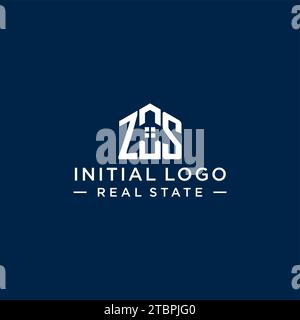 Logo monogramma ZS con lettera iniziale con forma astratta, grafica vettoriale di design semplice e moderno del logo immobiliare Illustrazione Vettoriale