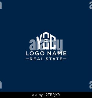 Logo monogramma YC con lettera iniziale con forma astratta, grafica vettoriale di design semplice e moderno del logo immobiliare Illustrazione Vettoriale