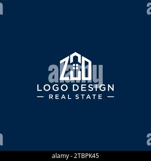 Logo monogramma ZO iniziale con forma astratta, grafica vettoriale di design semplice e moderno del logo immobiliare Illustrazione Vettoriale