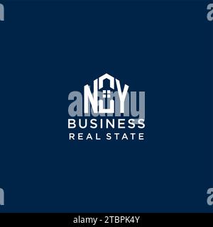 Logo monogramma NY con lettera iniziale con forma astratta, grafica vettoriale di design semplice e moderno del logo immobiliare Illustrazione Vettoriale