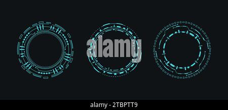 Interfaccia di puntamento del robot con drone di realtà virtuale Circle. Illustrazione Vettoriale