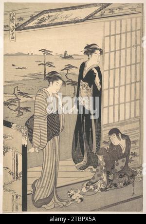 Genji in Exile at Suma, dalla serie Genji in Fashionable Modern Guise (Furyu yatsushi Genji: Suma) 1929 di Chobunsai Eishi Foto Stock