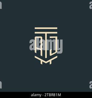 Monogramma iniziale AJ con idee di design del logo a colonna Simple line art Illustrazione Vettoriale