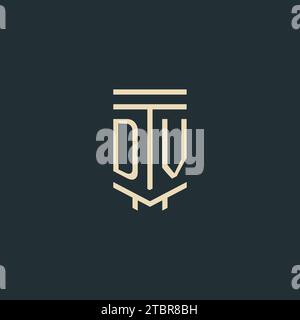 Monogramma iniziale DV con idee di design del logo a colonna Simple line art Illustrazione Vettoriale
