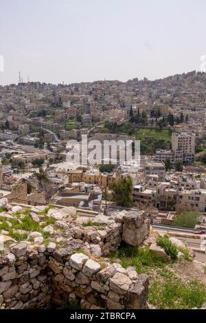 Vista dalla Cittadella Hill, Amman, Giordania, Asia Foto Stock